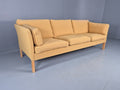 Vintage Danish 3 Seater Sofa Yellow Wool 1980s front view