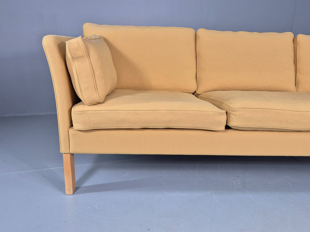 Yellow wool sofa full front view saturated tone
