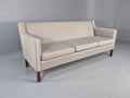 Vintage Danish 3 Seat Sofa 1960s off-white grey upholstery front view