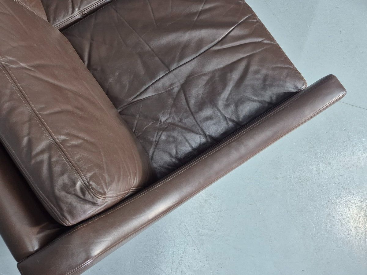 Brown leather sofa contact area patina