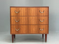 Vintage Walnut Chest of Drawers Brass Handles 1960s British Mid-Century