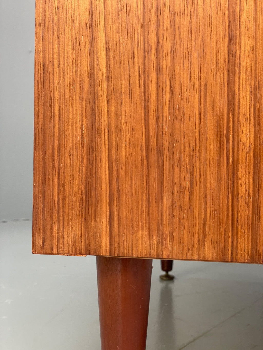 Vintage Walnut-Veneer Chest of Drawers Brass Handles 1960s British Mid-Century