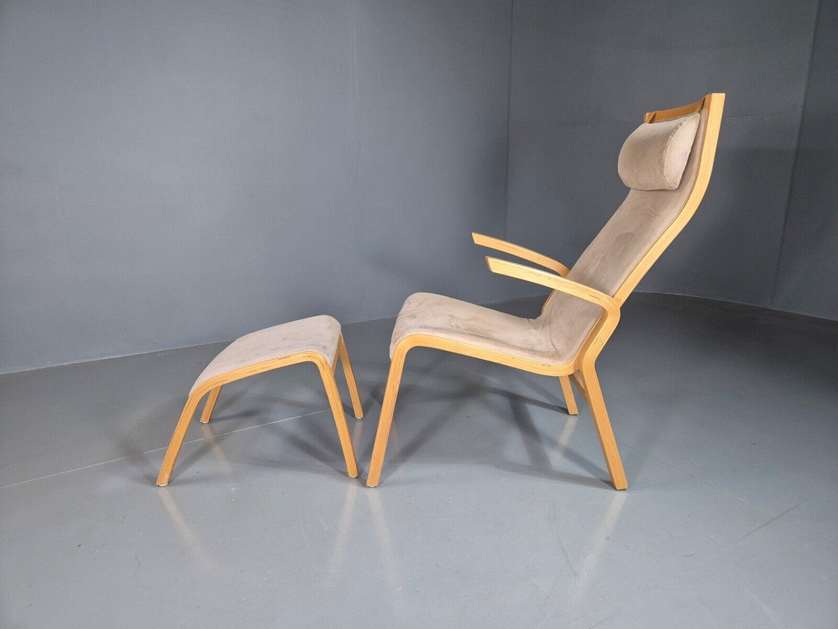 Bentwood lounge chair and footstool set full view