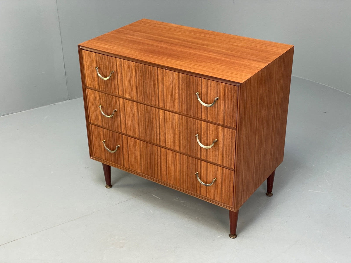 Walnut chest brass-tone handle close-up