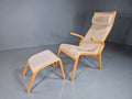 Vintage Danish Bentwood Lounge Chair with Footstool front view