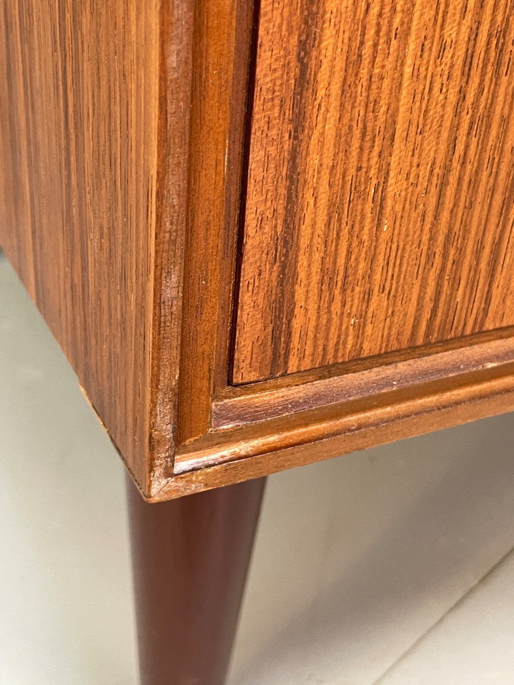 Vintage Walnut-Veneer Chest of Drawers Brass Handles 1960s British Mid-Century