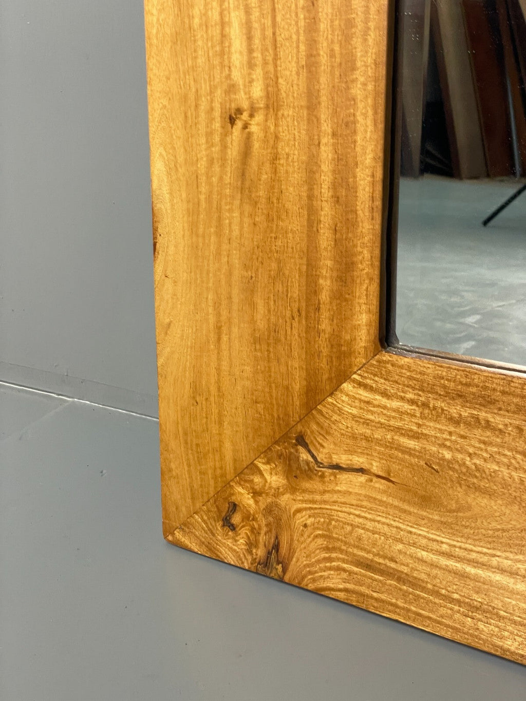 Birch wall mirror bottom right corner detail