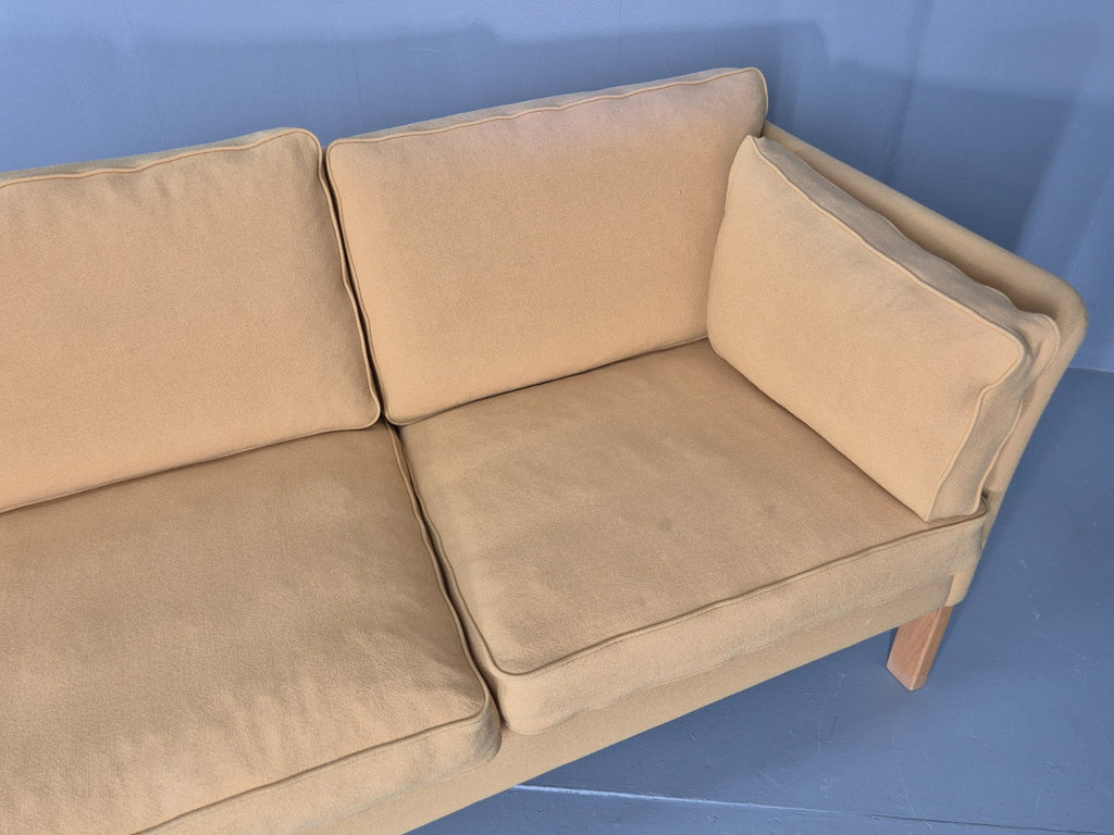 Yellow wool sofa cushion shape retained