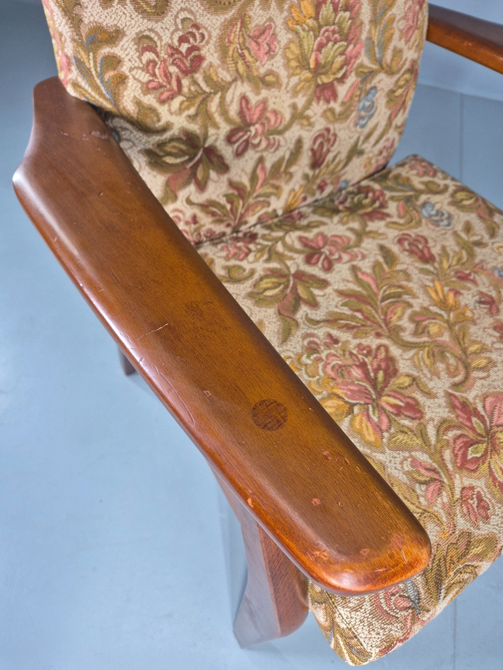 High back lounge chair upholstery wear condition note
