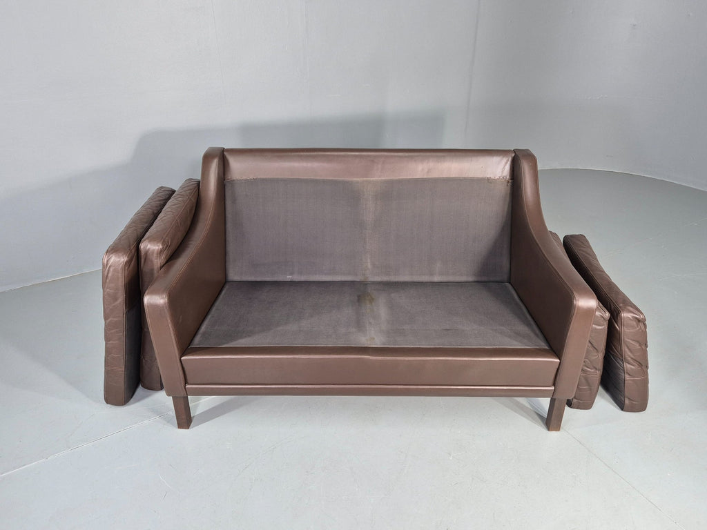 Brown leather sofa seat cushion condition