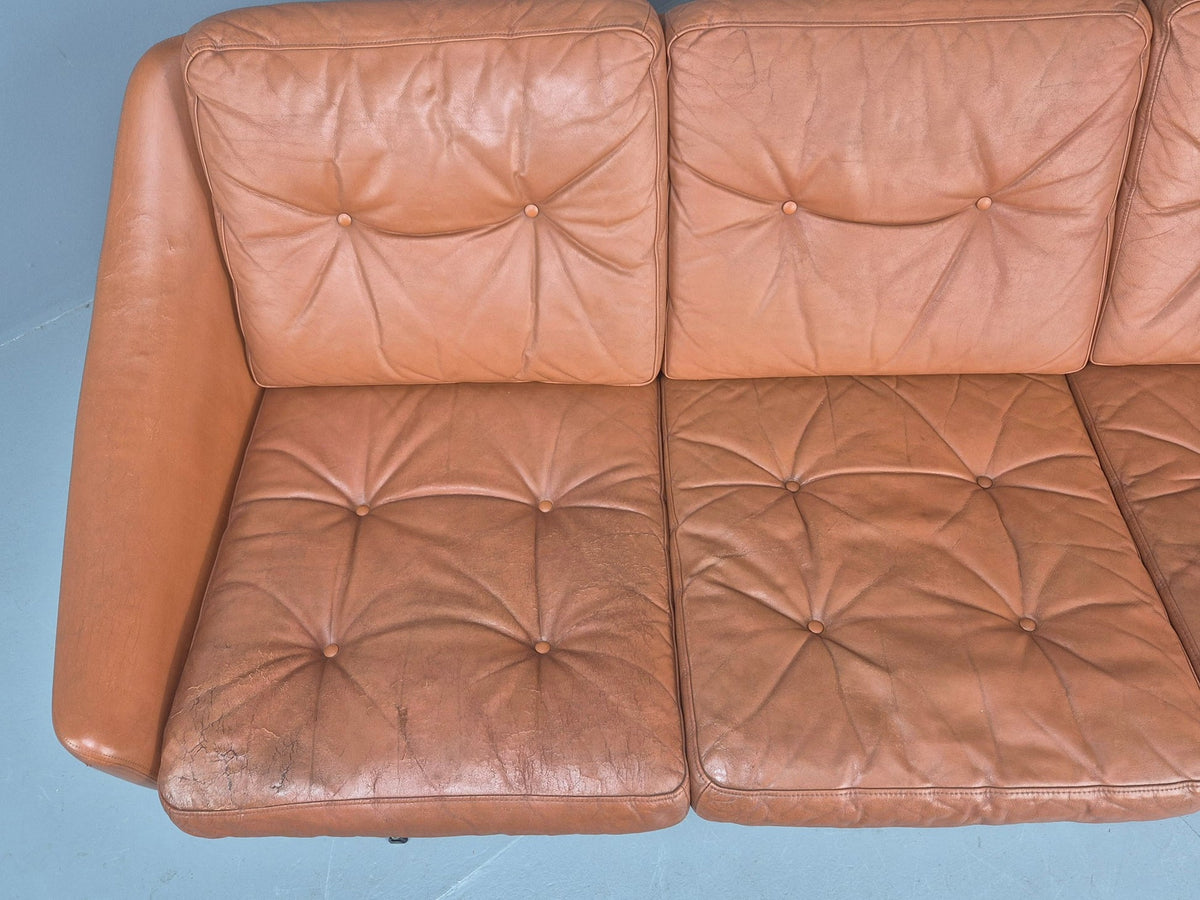 Tan leather sofa seat cushion condition