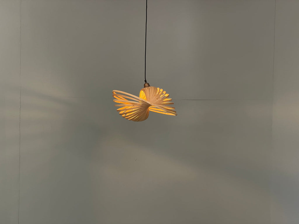 Bamboo pendant lamp shade base detail