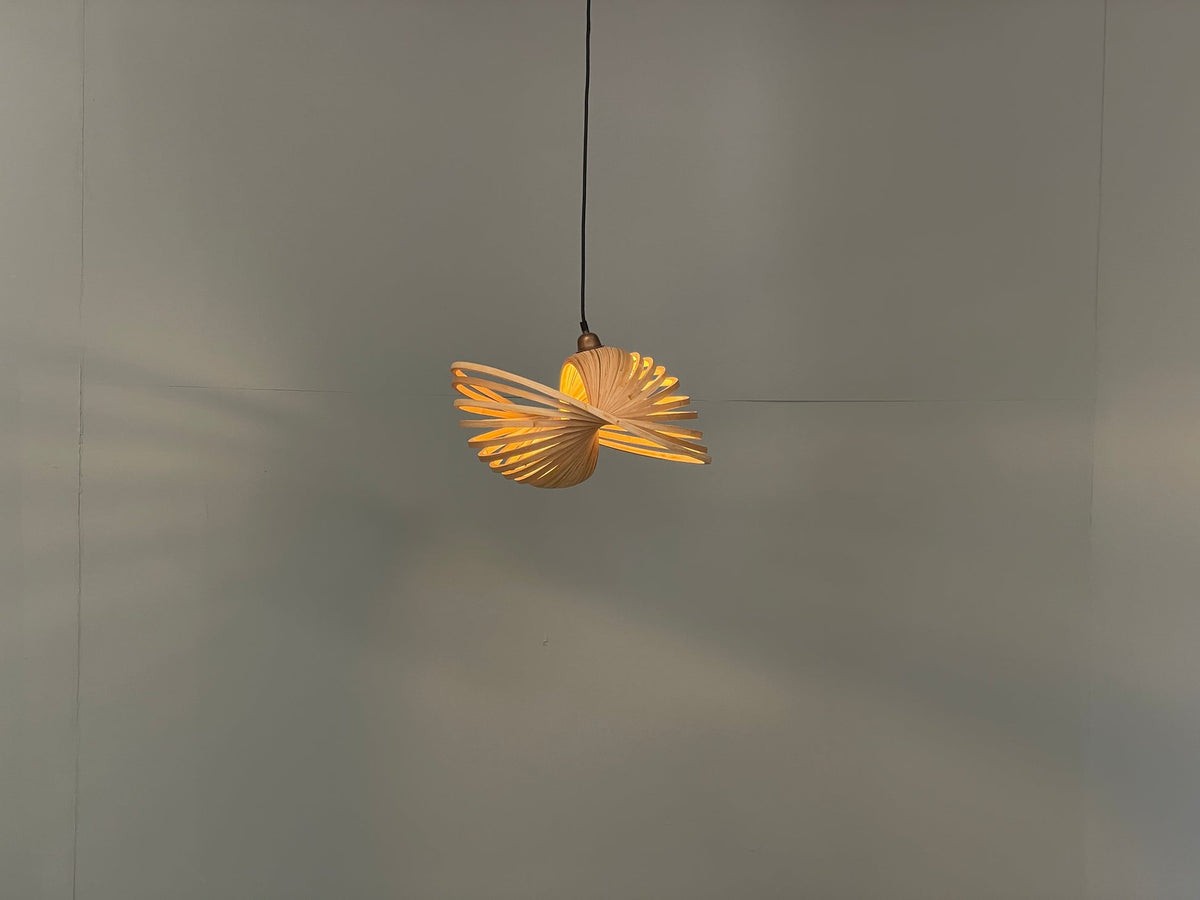 Bamboo pendant lamp shade base detail