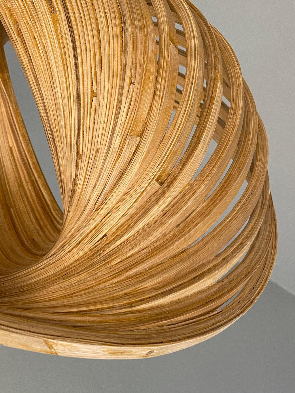 Bamboo pendant lamp shade interior view