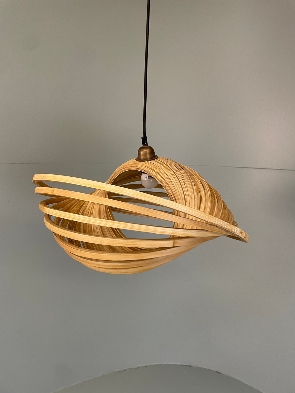 Bamboo pendant lamp natural bamboo strips detail