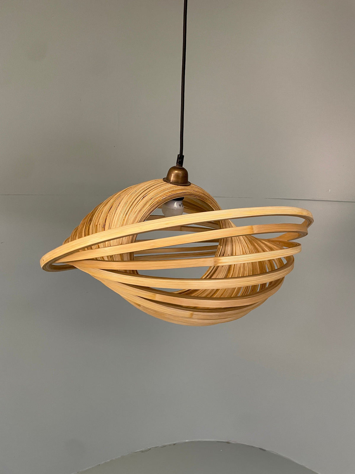 Bamboo pendant lamp hanging profile view