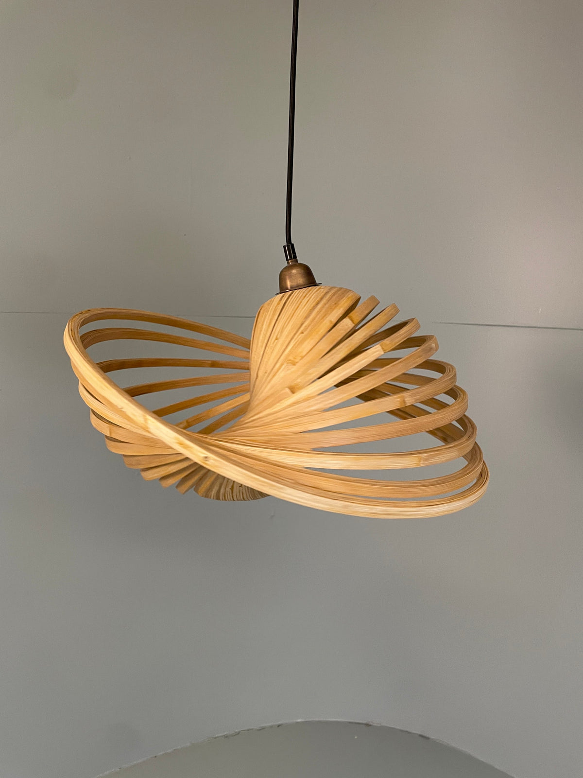 Bamboo Pendant Lamp Freeform Natural Wood Light Fixture