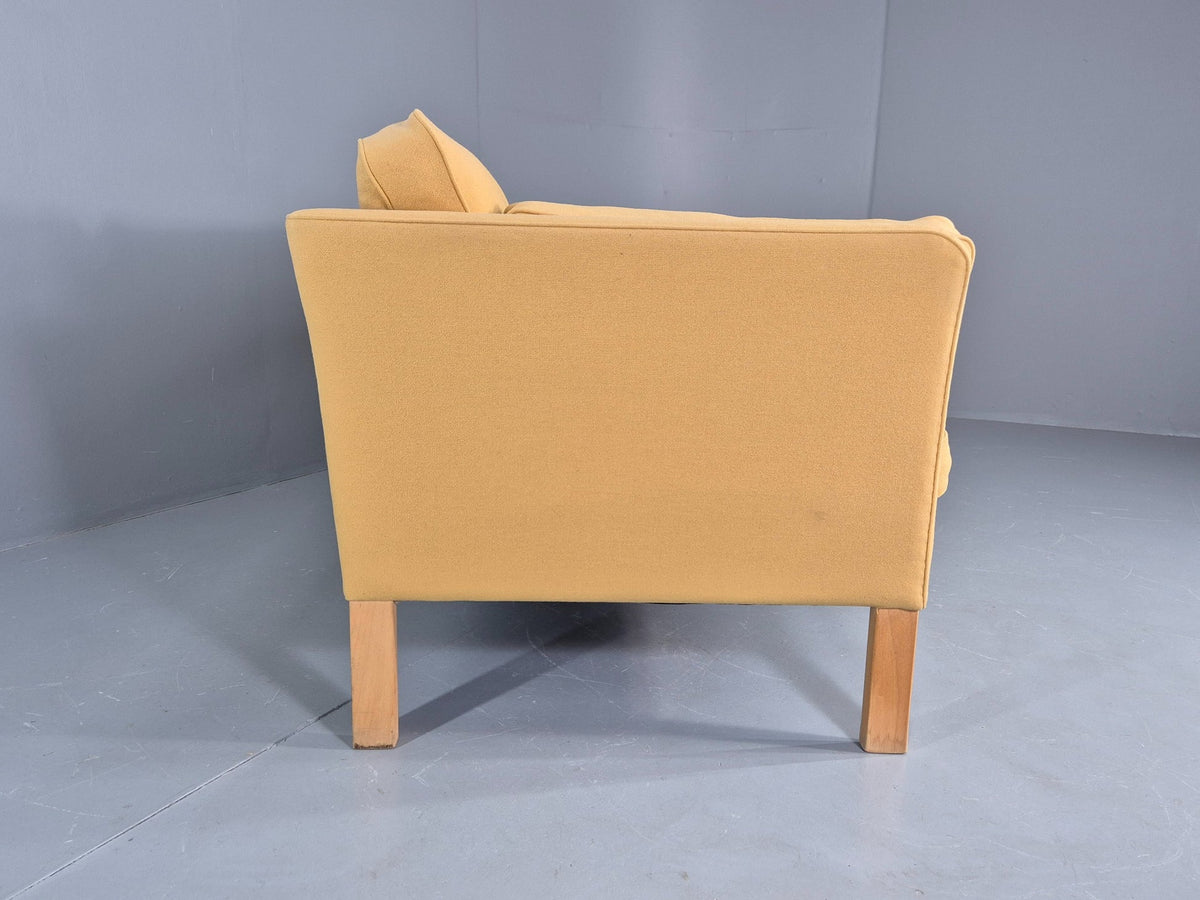 Yellow wool sofa full length view