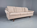 Vintage Danish 3 Seater Sofa New Upholstery beige front view