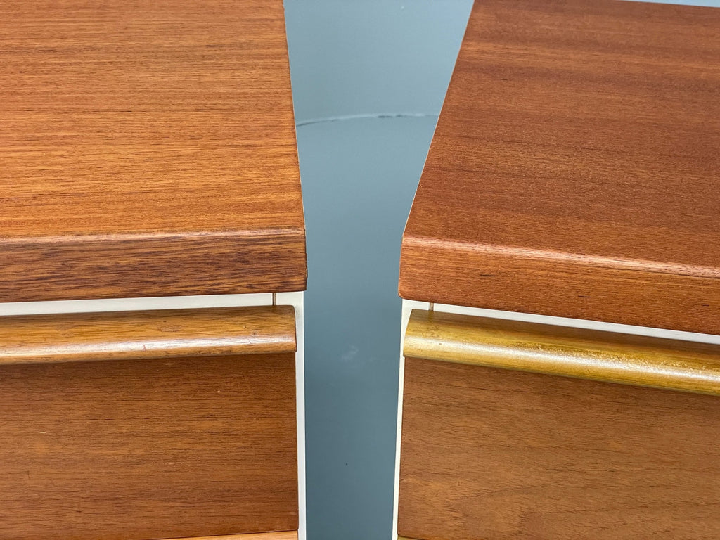 Teak bedside cabinet interior drawer detail