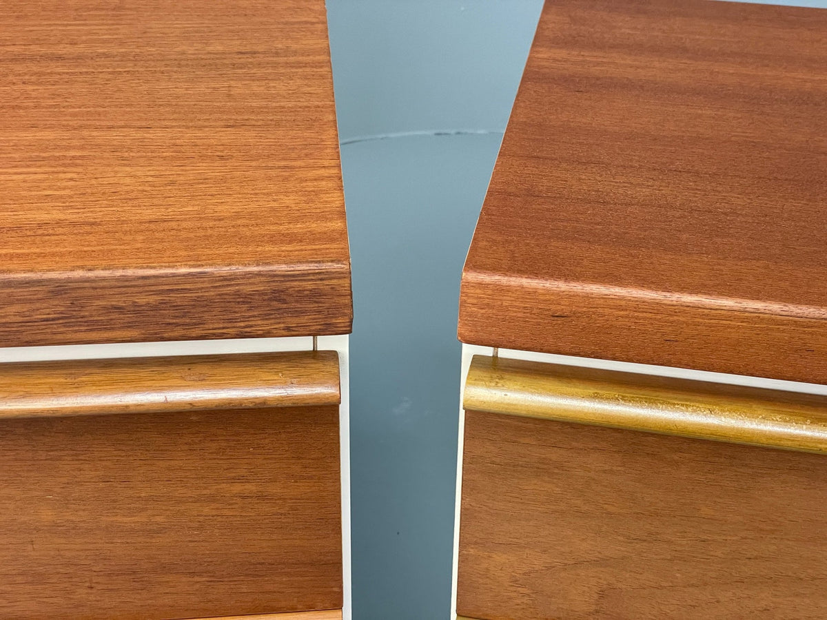 Teak bedside cabinet interior drawer detail