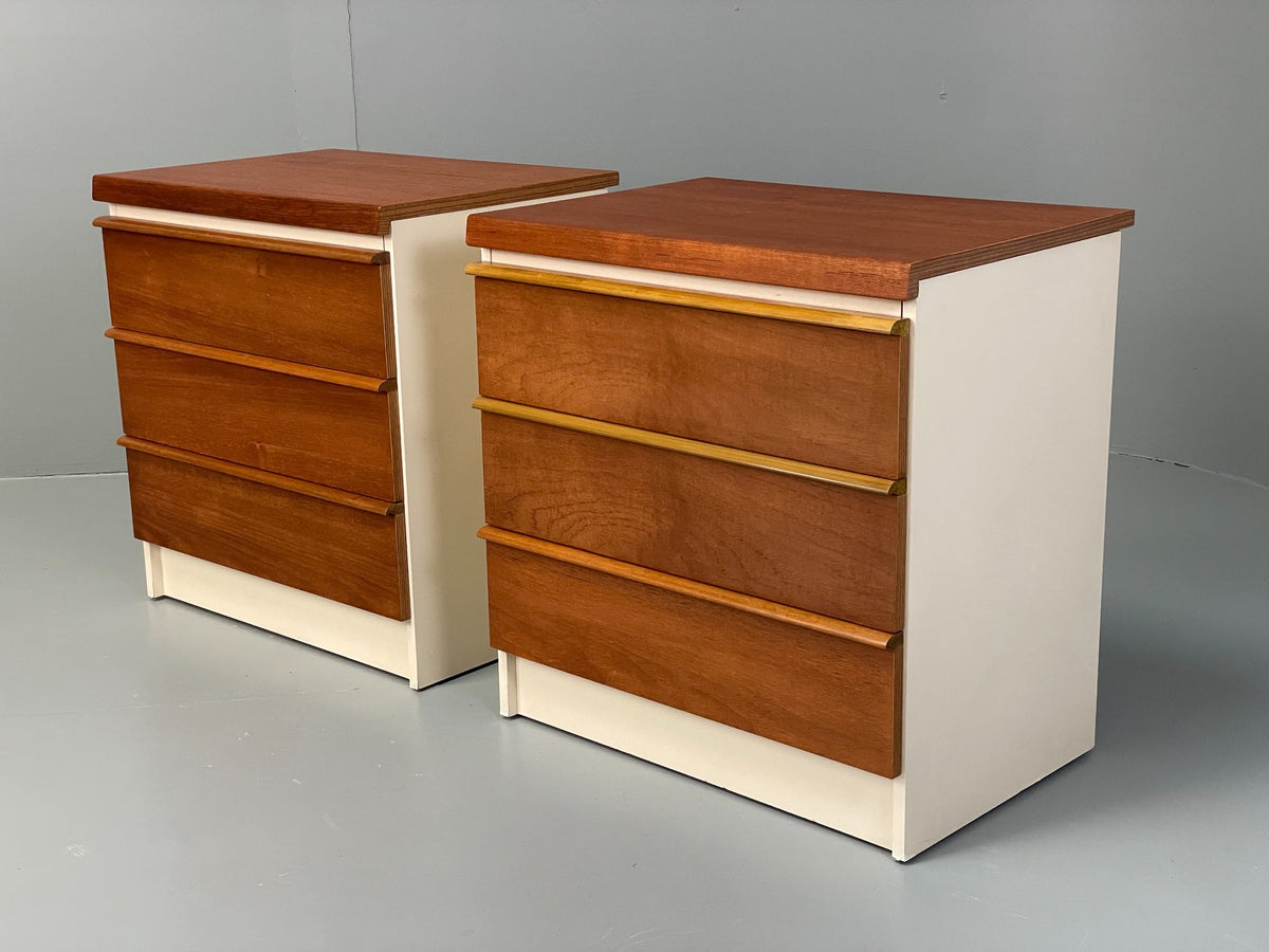 Teak bedside cabinet wooden drawer pull detail