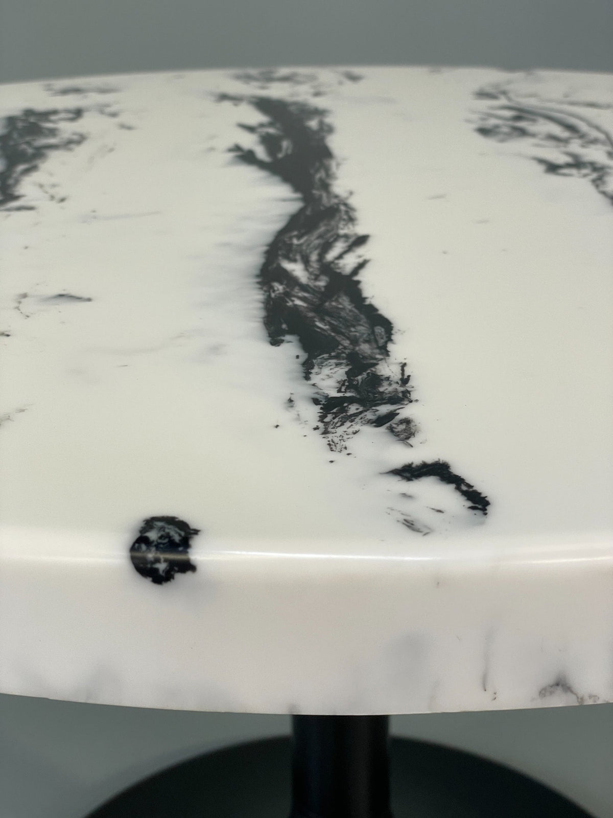 Faux marble side table top overhead view