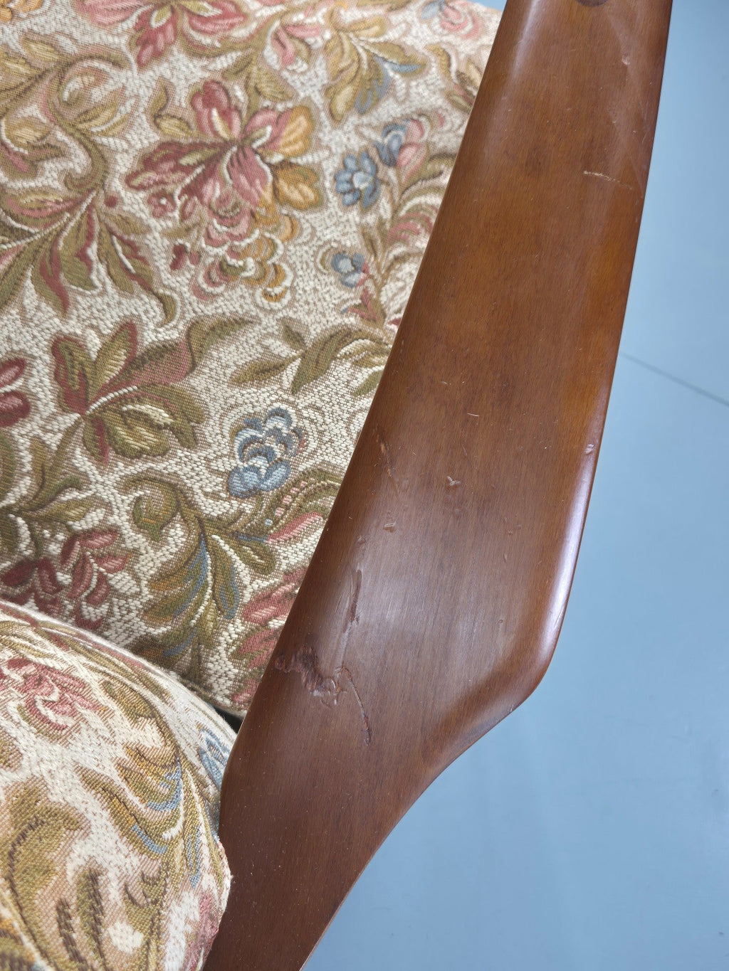 High back lounge chair angled front view