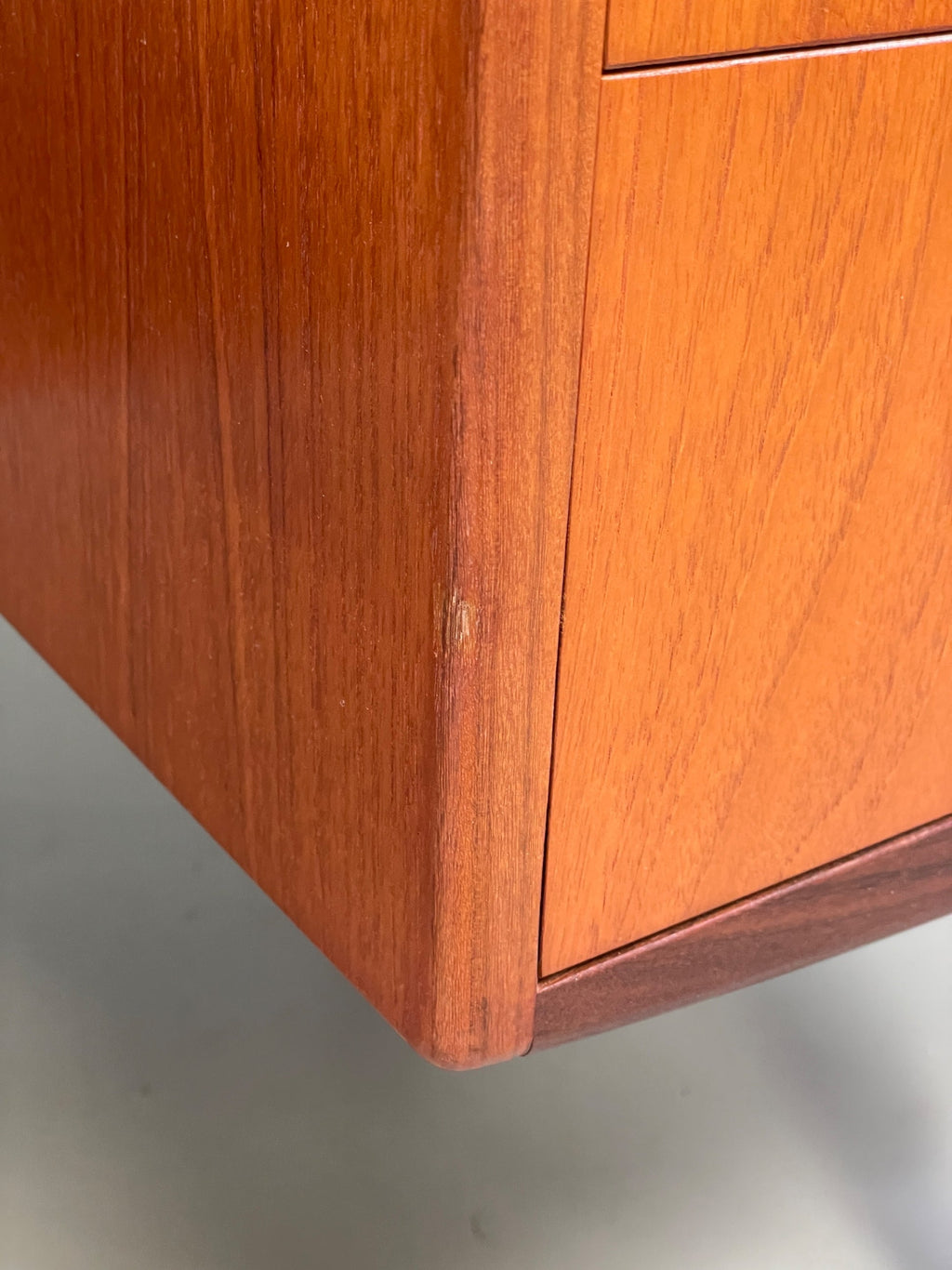 Teak dresser side profile view
