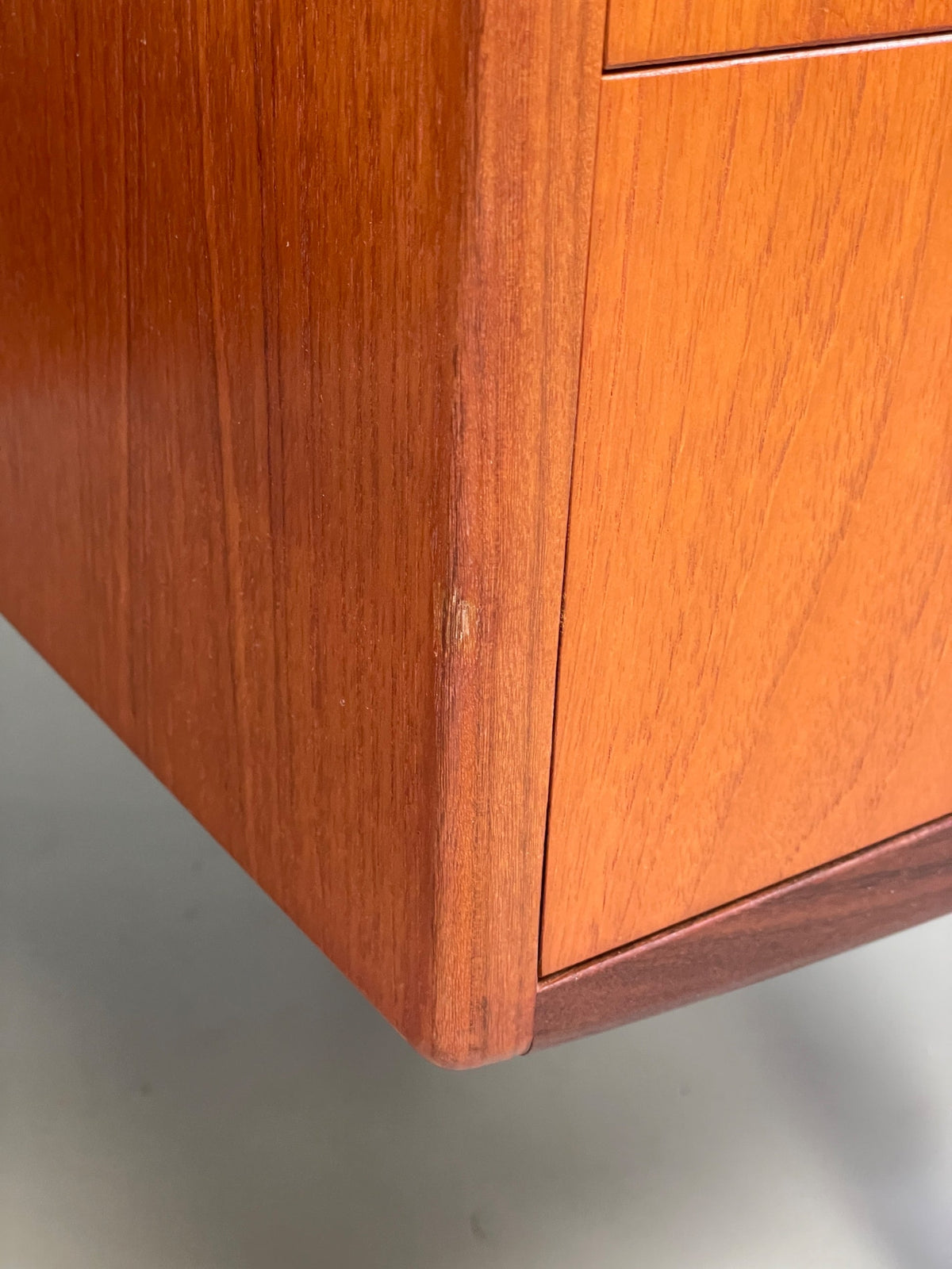 Teak dresser side profile view