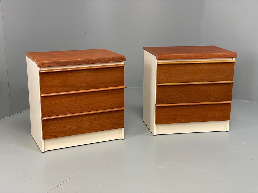 Vintage Teak Bedside Cabinets Pair of Drawers 1970s