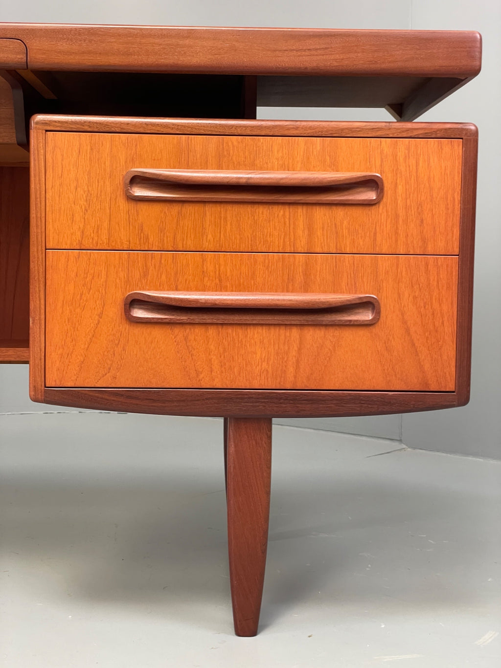 Teak dresser drawer open smooth runner