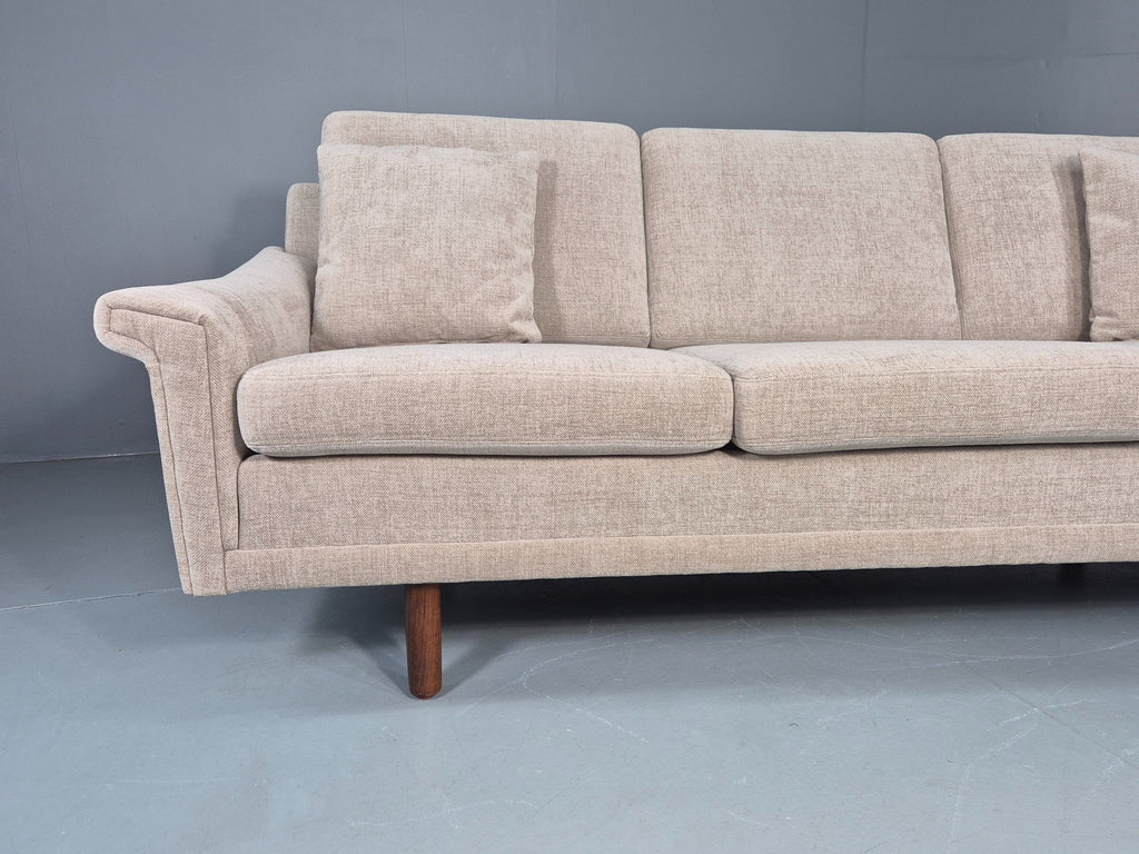 Danish sofa beech frame tapered leg detail